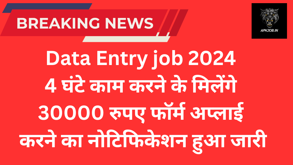 Data Entry job 2024: 4 घंटे काम करने के मिलेंगे 30000 रुपए फॉर्म अप्लाई करने का नोटिफिकेशन हुआ जारी