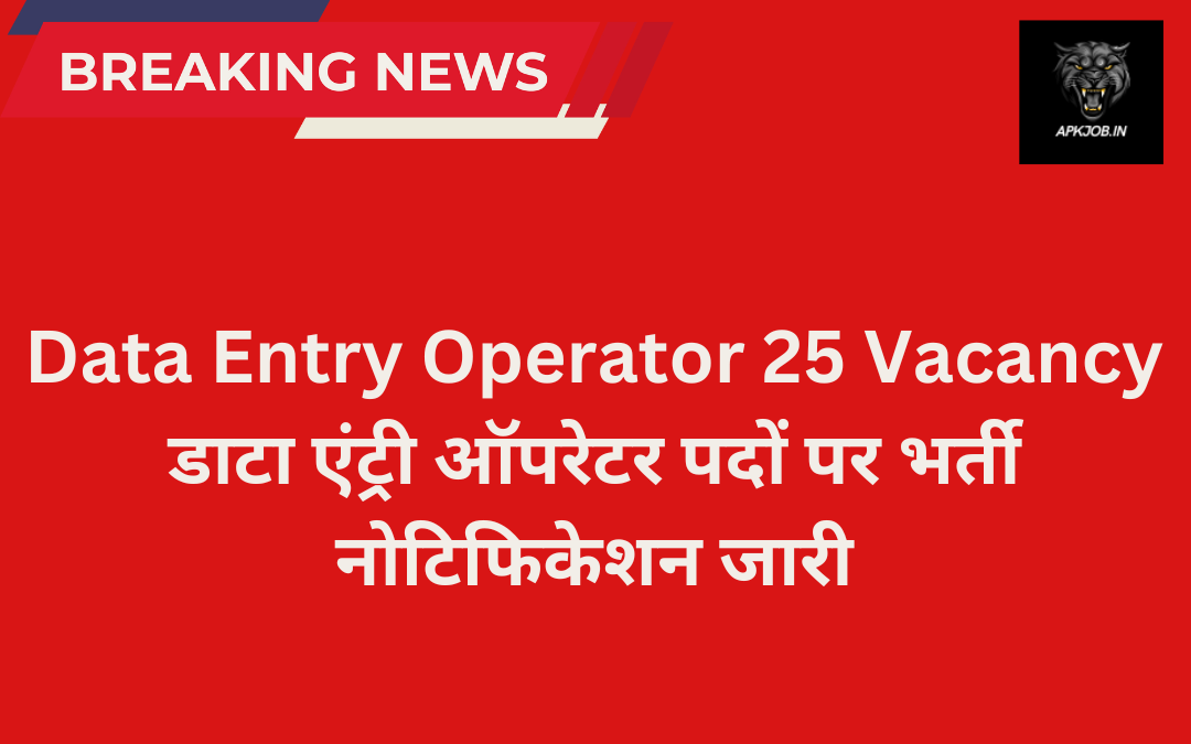 Data Entry Operator 25 Vacancy: डाटा एंट्री ऑपरेटर पदों पर भर्ती नोटिफिकेशन जारी