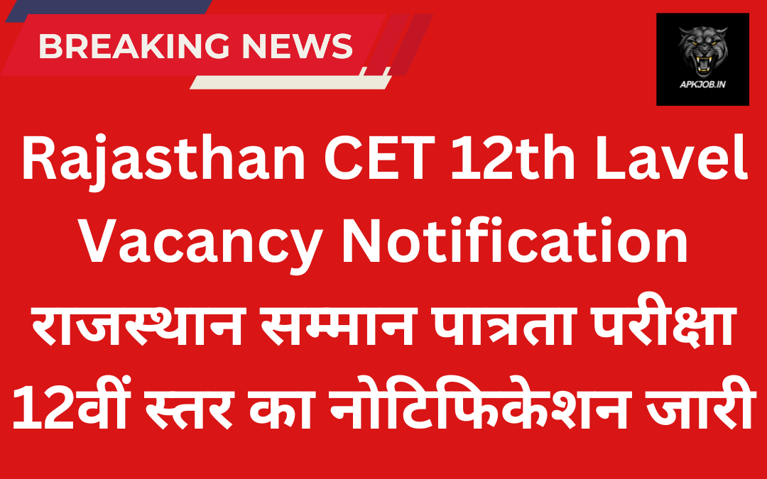 Rajasthan CET 12th Lavel Vacancy