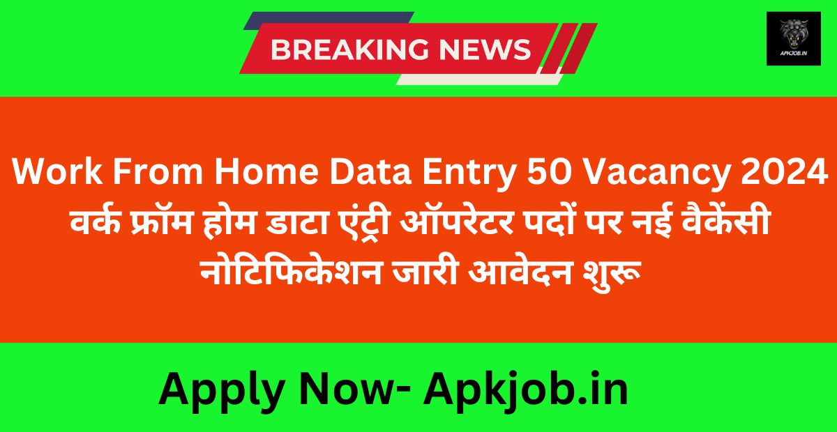 Work From Home Data Entry 50 Vacancy 2024: वर्क फ्रॉम होम डाटा एंट्री ऑपरेटर पदों पर नई वैकेंसी नोटिफिकेशन जारी आवेदन शुरू